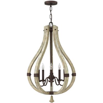 HINKLEY Wood and steel chandelier Middlefield, 5-light - Thumbnail 2