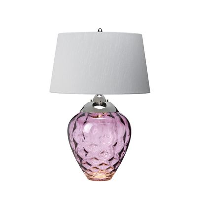 Quintiesse Samara table lamp, Ø 45.7 cm, pink, fabric, glass, 2-bulb - Thumbnail 2