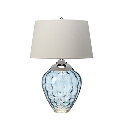 Quintiesse Samara table lamp, Ø 45.7 cm, blue, fabric, glass, 2-bulb - Thumbnail 2