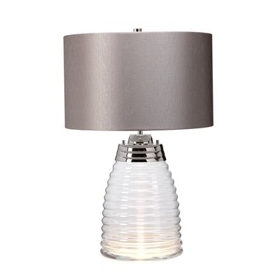 Quintiesse Milne table lamp glass base grey lampshade - Thumbnail 2