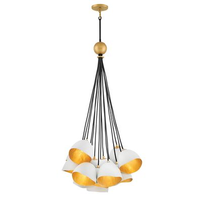 Quintiesse Nula hanging light, bundled, white/gold, 15-bulb - Thumbnail 2