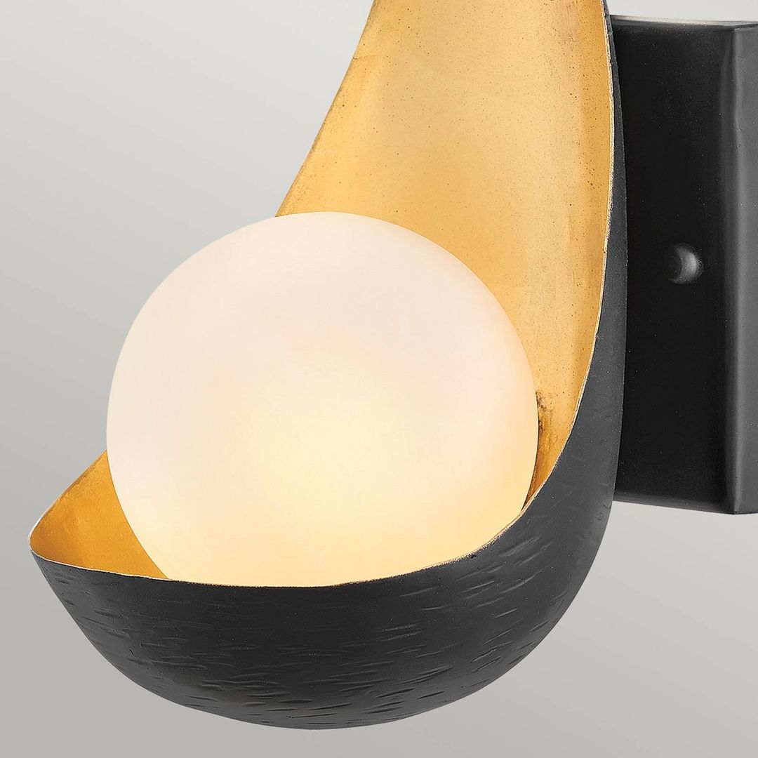 Quintiesse Ren wall light, 1-bulb, black/gold - Image 1