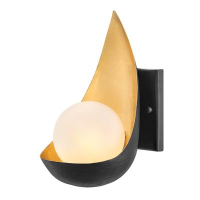 Quintiesse Ren wall light, 1-bulb, black/gold - Thumbnail 2