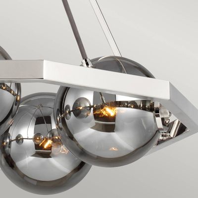 FEISS Harper hanging light, smoked glass, 5-bulb