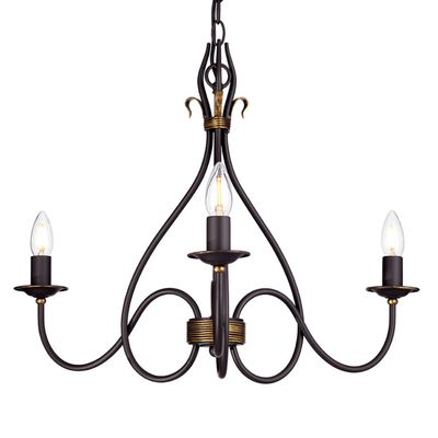 Windermere Chandelier 3 Light Rust, Gold Finish - E14 - Gold