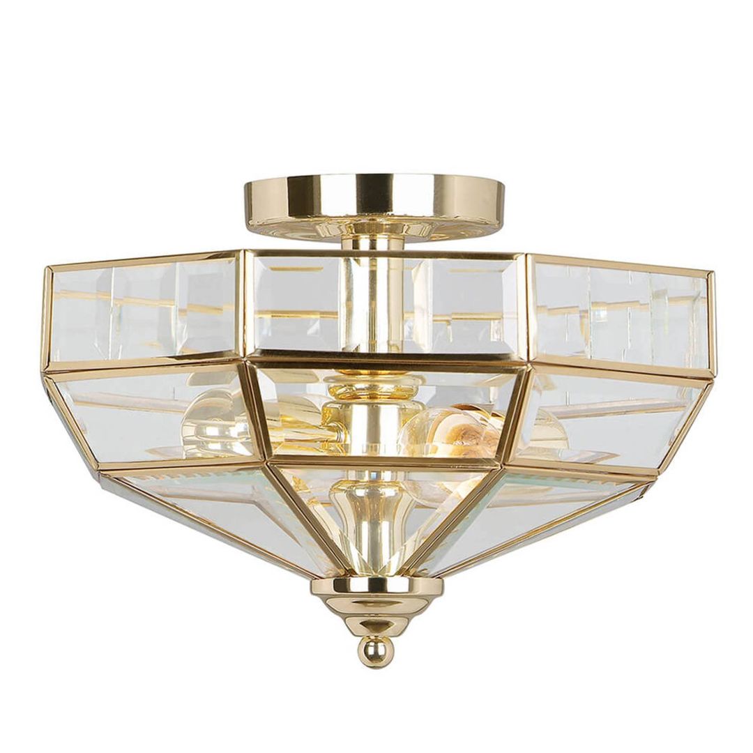 Old Park 2 Light Semi Flush Ceiling Light Polished Brass, E27 - Polished Brass - Image 1