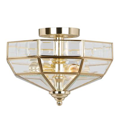 Old Park 2 Light Semi Flush Ceiling Light Polished Brass, E27 - Polished Brass