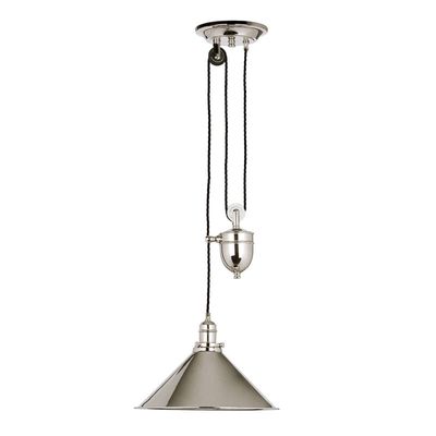 Provence 1 Light Dome Ceiling Pendant Polished Nickel, E27 - Polished Nickel / 4kg