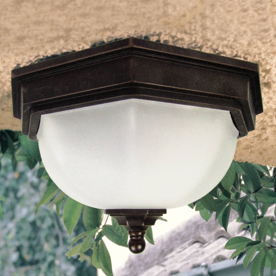 Fairford 2 Light Bathroom Flush Ceiling Lantern Bronze IP44, E27 - Bronze - Image 1