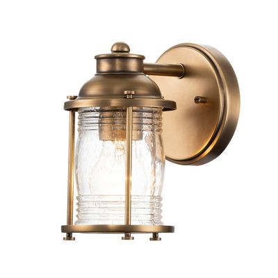 Quintiesse Ashland Bay bathroom wall light, 1-bulb, brass, IP44 - Thumbnail 2