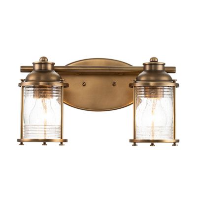 KICHLER Ashland Bay bathroom wall light, two-bulb, brass - Thumbnail 2