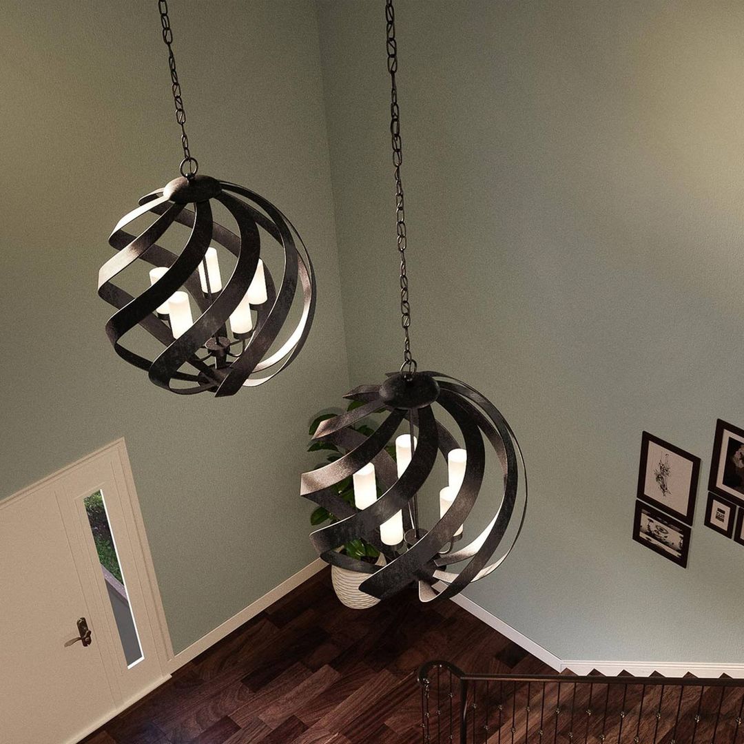 Quintiesse Blacksmith pendant light, Ø 66 cm, black, 5-bulb, IP44 - Image 1