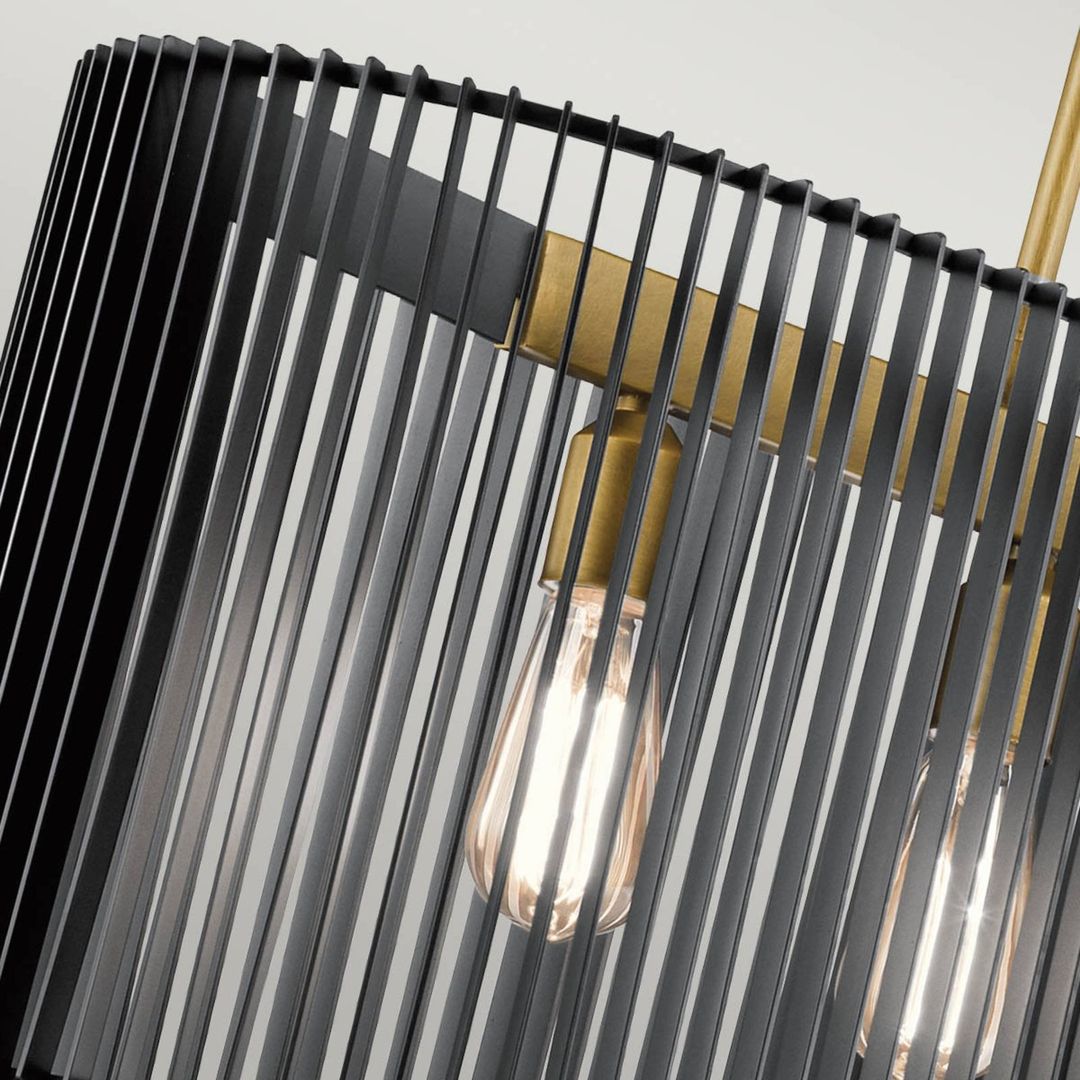 Quintiesse Linara hanging light, black/brass, five-bulb - Image 1
