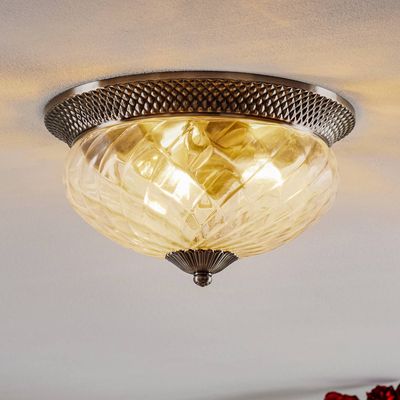 HINKLEY Large ceiling lamp Plantation antique nickel