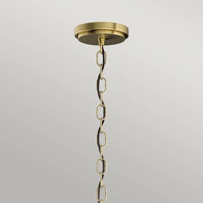 Quintiesse Roux pendant light, brass-coloured, glass elements