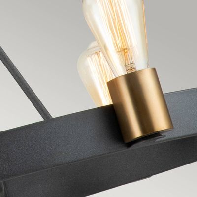 Quintiesse Silas chandelier, black, 6-bulb, Ø 72.3 cm