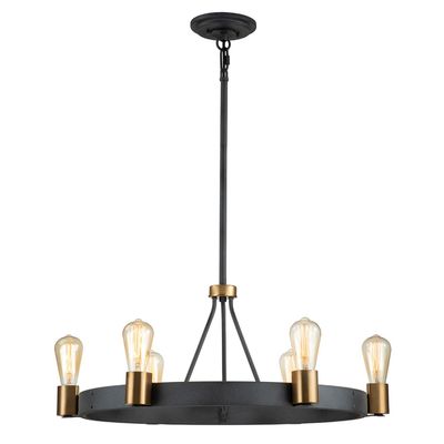 Quintiesse Silas chandelier, black, 6-bulb, Ø 72.3 cm - Thumbnail 2
