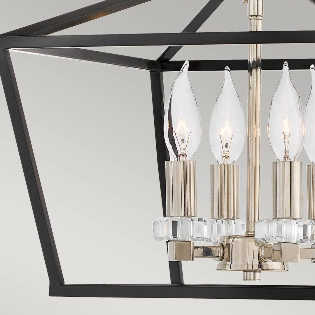 Quintiesse Stinson pendant light, black/chrome, 4-bulb - Image 1
