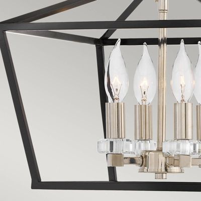 Quintiesse Stinson pendant light, black/chrome, 4-bulb