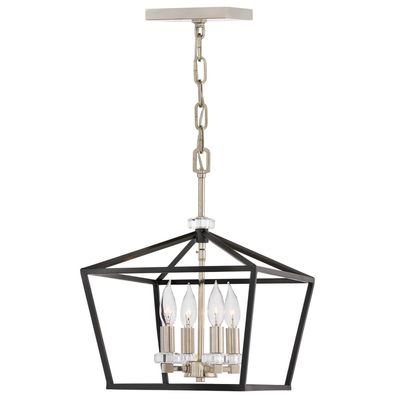 Quintiesse Stinson pendant light, black/chrome, 4-bulb - Thumbnail 2