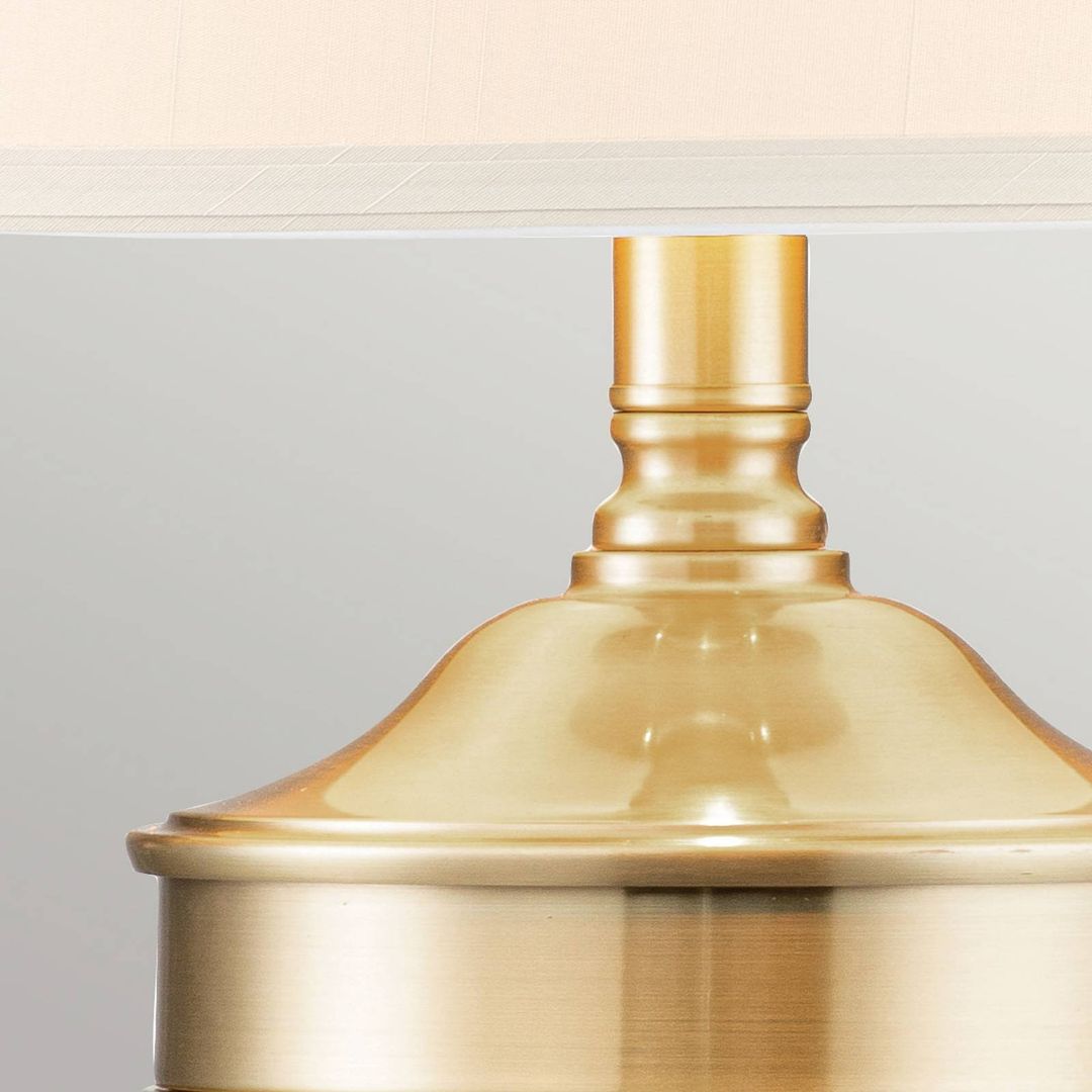 QUOIZEL Dennison 1 fabric table lamp, brushed brass - Image 1
