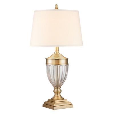 QUOIZEL Dennison 1 fabric table lamp, brushed brass - Thumbnail 2