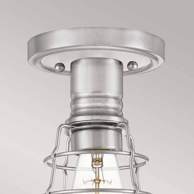 QUOIZEL Mite ceiling light with metal cage, brushed nickel