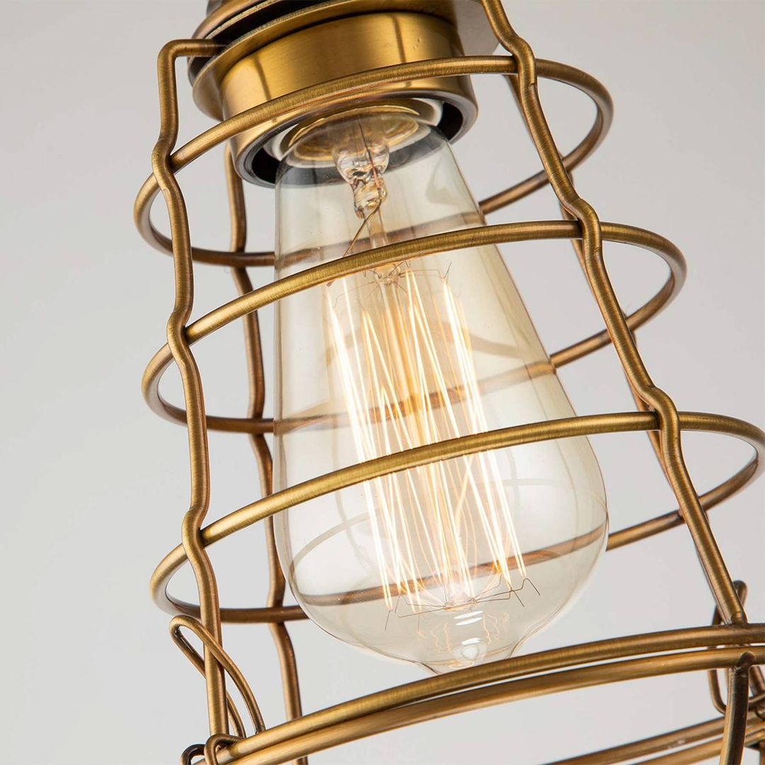 QUOIZEL Mite ceiling light with metal cage, antique brass - Image 1