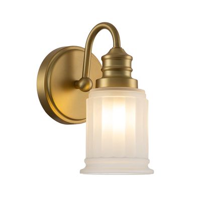 QUOIZEL Swell wall light, brass-coloured, glass, 24 cm, IP44, G9 - Thumbnail 2