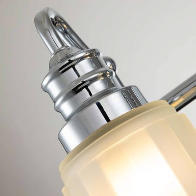 QUOIZEL Swell wall light, chrome-coloured, 2-bulb, glass, IP44, G9