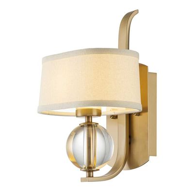 QUOIZEL Gotham wall light, fabric lampshade, brushed brass - Thumbnail 2