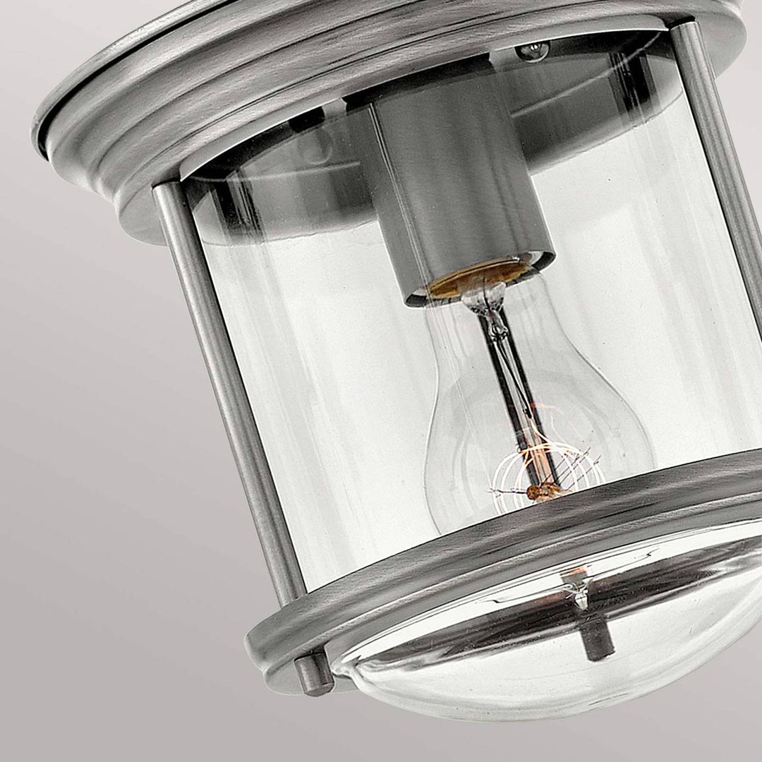 Quintiesse Hadrian Mini outdoor ceiling light, antique nickel/clear - Image 1