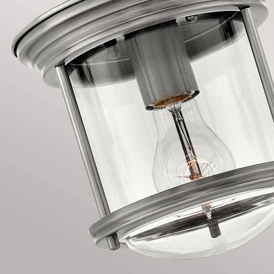 Quintiesse Hadrian Mini outdoor ceiling light, antique nickel/clear
