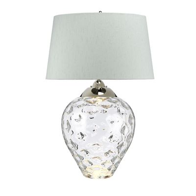 Quintiesse Samara table lamp, Ø 51 cm, clear, fabric, glass, 2-bulb - Thumbnail 2