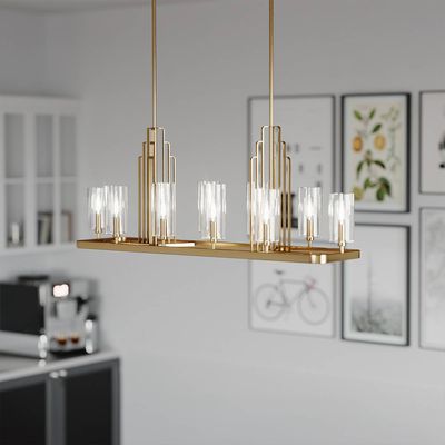 Quintiesse Kimrose pendant light, 10-bulb, brass
