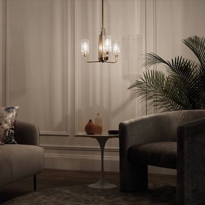 Quintiesse Kimrose pendant light, brass, 46 cm, 3-bulb