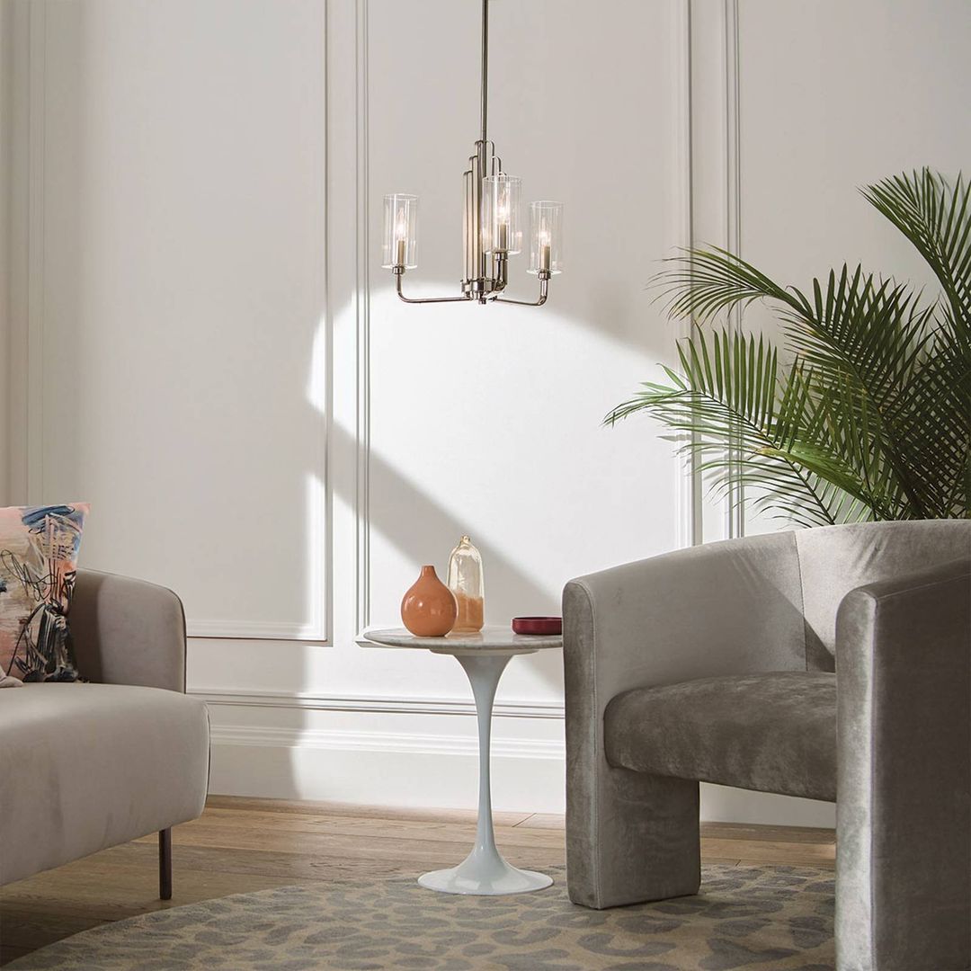 Quintiesse Kimrose pendant light, 3-bulb, polished nickel - Image 1