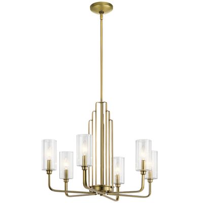 Quintiesse Kimrose chandelier, 6-bulb, brass - Thumbnail 2