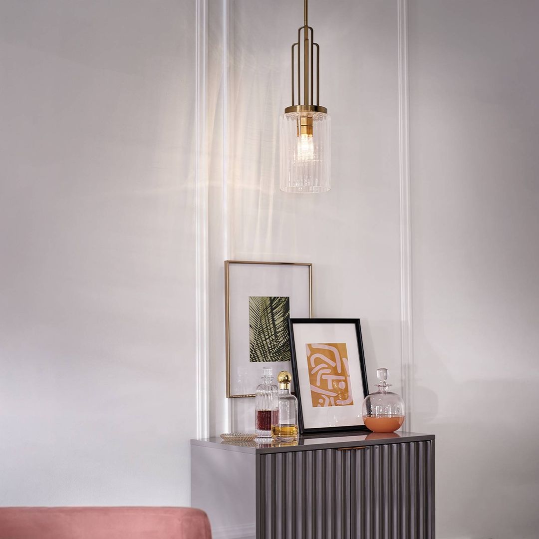 Quintiesse Kimrose pendant light, 1-bulb, brass - Image 1