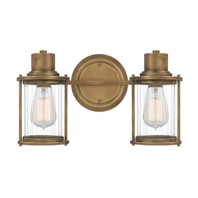 QUOIZEL Wall light Riggs IP44, antique brass, 2-bulb - Thumbnail 2