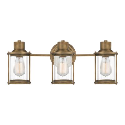 QUOIZEL Wall light Riggs IP44, antique brass, 3-bulb - Thumbnail 2