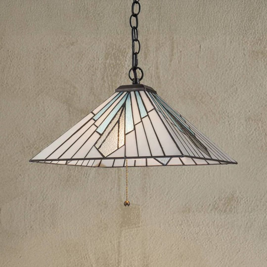 Elstead Alderley pendant light, Tiffany style, bronze, pull switch - Image 1