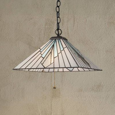 Elstead Alderley pendant light, Tiffany style, bronze, pull switch
