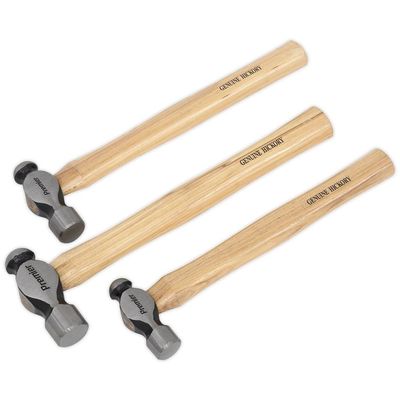 Sealey AK203 Ball Pein Hammer Set 3Pc Hickory Shafts