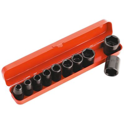Sealey 10 Piece 1/2" Drive Hexagon Impact Socket Set Metric 1/2"