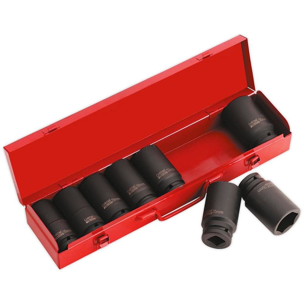 Sealey 9 Piece 3/4" Drive Deep Hexagon Impact Socket Set 3/4" - Image 1
