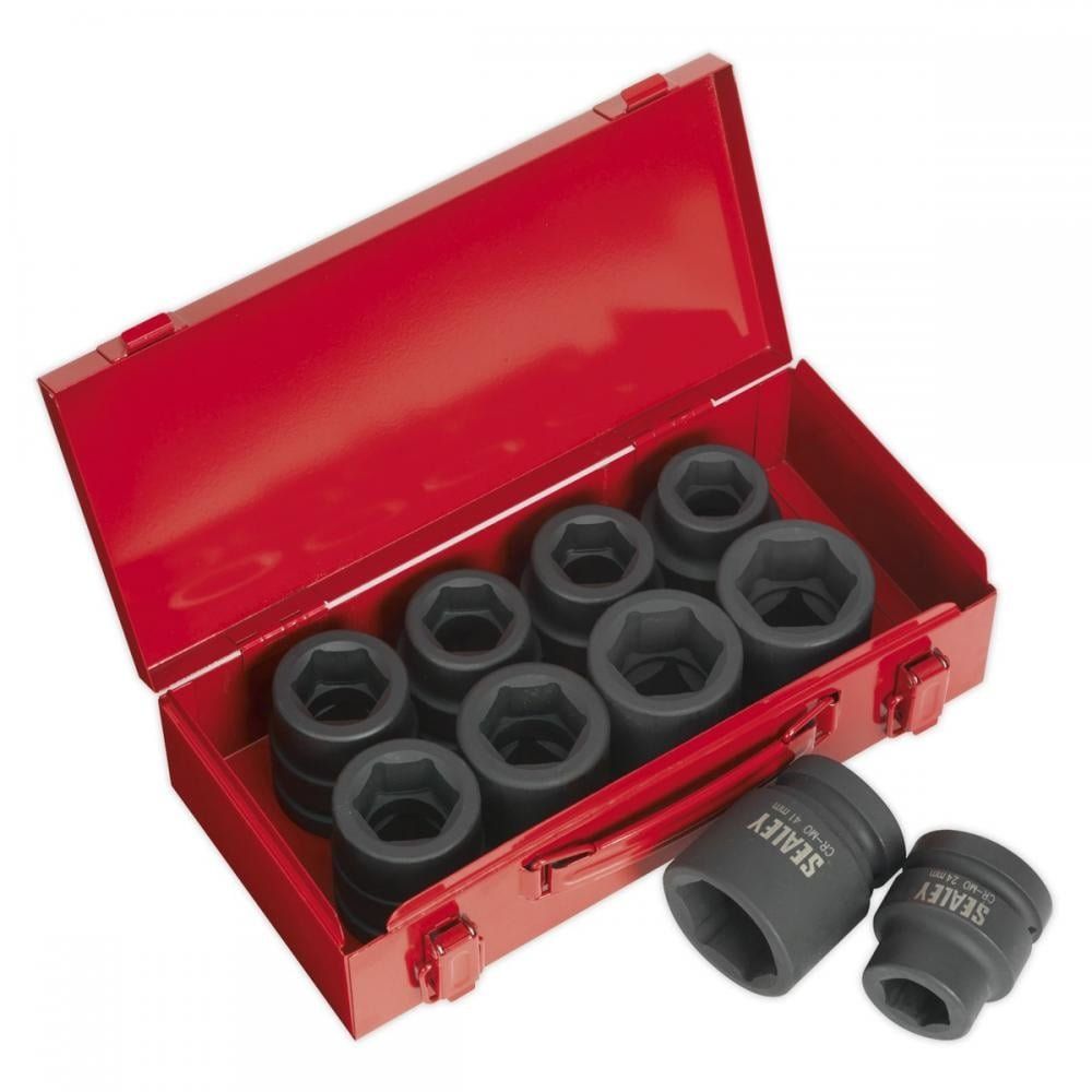 Sealey 11 Piece 1" Drive Hexagon Impact Socket Set Metric and Imperial 1" - Image 1