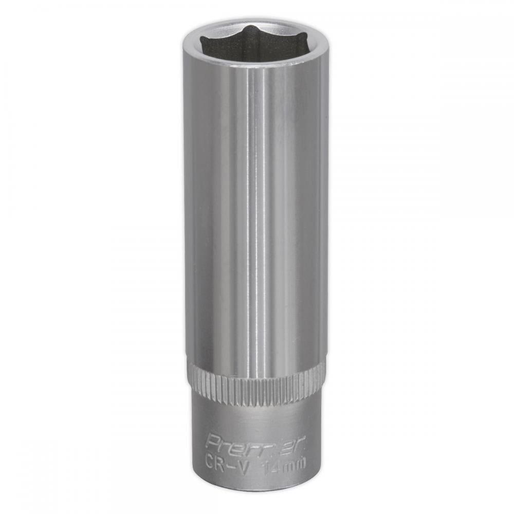 Sealey 3/8" Drive Deep Hexagon WallDrive Socket Metric 3/8" 14mm - Image 1