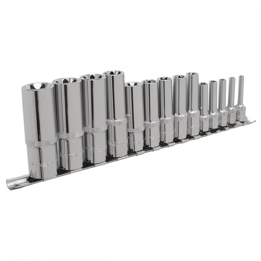 Sealey 14 Piece Combination Drive Deep Torx Socket Set Combination - Image 1