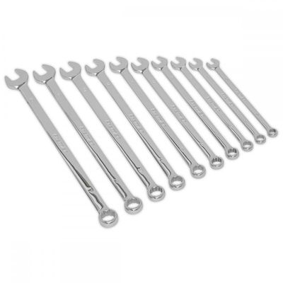Sealey 10 Piece Extra Long Combination Spanner Set Metric